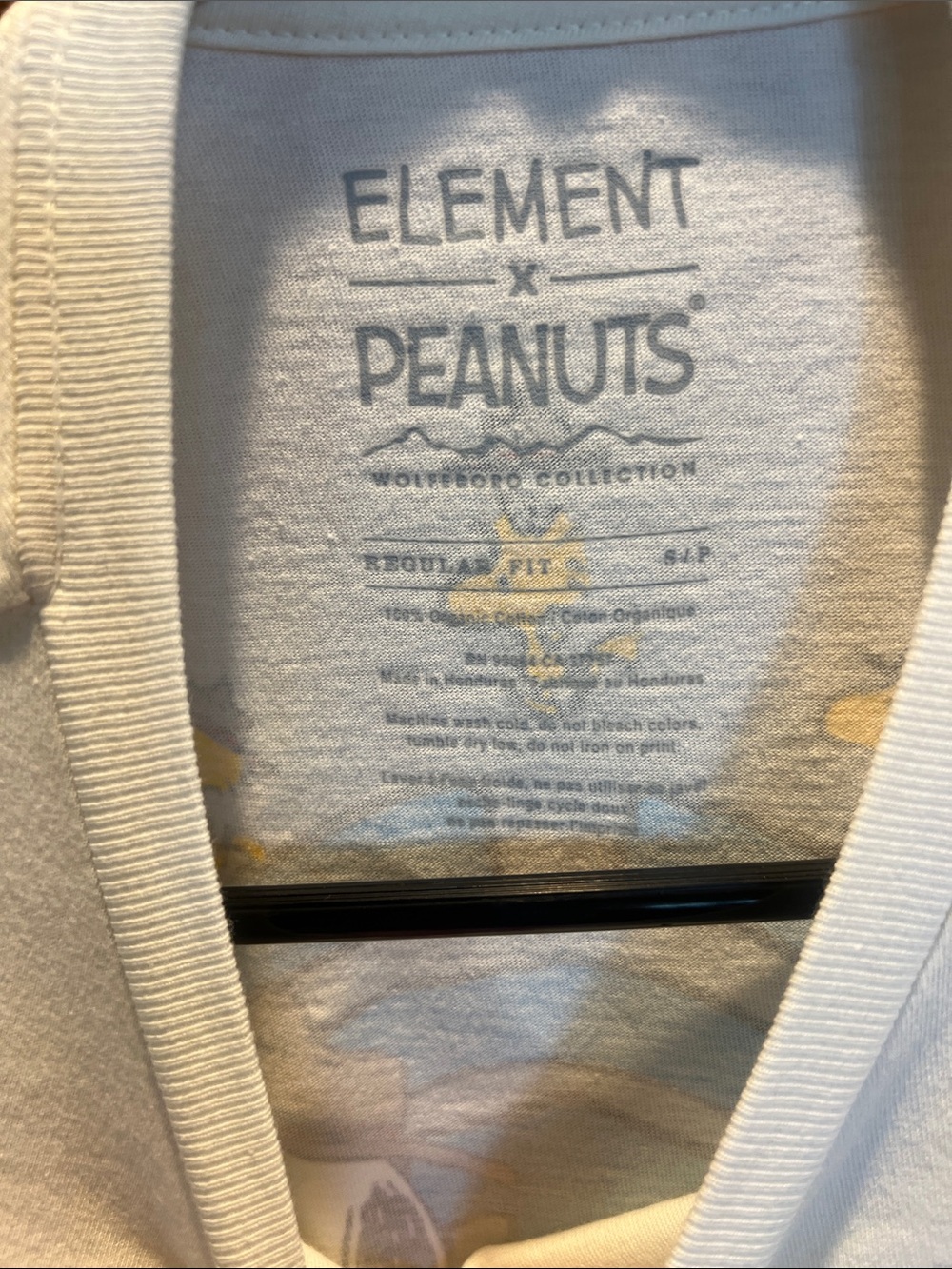 Peanuts Element Cream Tee with Light Blue Logo Small NWT - Picture 3 of 11